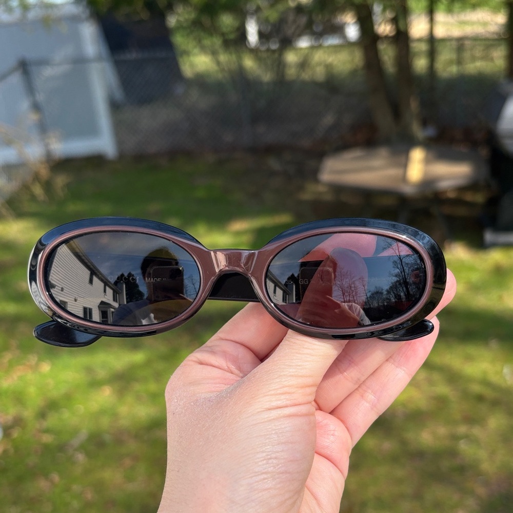 Gucci Vintage Oval Sunglasses Brown on Black GG2419/N/S - Picture 3 of 16